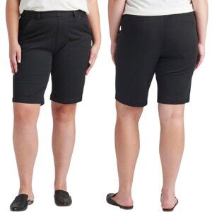 Jag Women's Maddie Twill Mid Rise 8" In Pull-On Bermuda Shorts Black Size 6 NWT